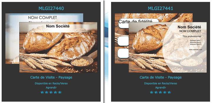 Modèle, exemple, maquette carte de visite pour une boulangerie